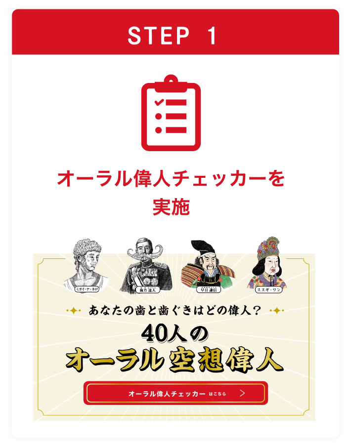 STEP1 オーラル偉人チェッカーを実施